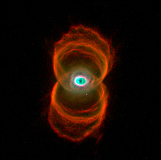 The Engraved Hourglass Nebula is a young planetary nebula in the southern constellation Musca. It was discovered by Annie Jump Cannon and Margaret W. Mayall during their work on an extended Henry Draper Catalogue.